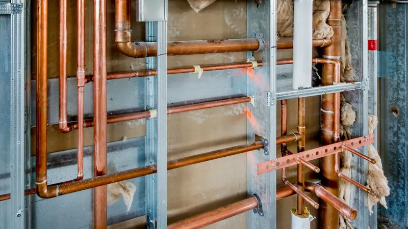 Commercial copper piping installed by Fullerton commercial plumbers