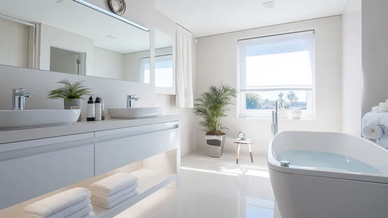 Clean modern bathroom after plumbing work
