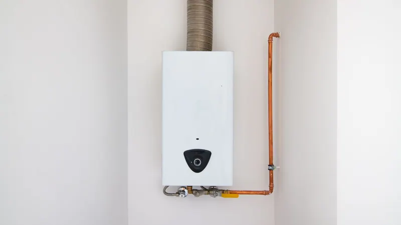 Wall mounted tankless water heater installation